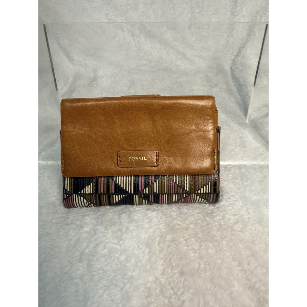 Fossil Ellis Leather Wallet Bifold Organizer Brown Multi SL7367994